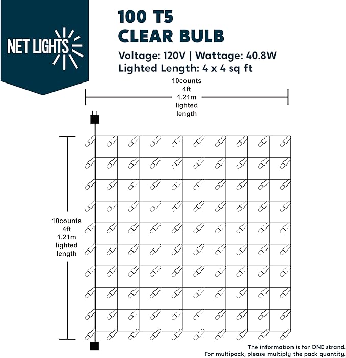 Joiedomi 100 Warm White Christmas Net Lights for Indoor & Outdoor Decorations, Christmas Eve Night Decor, Christmas Tree, Bushes