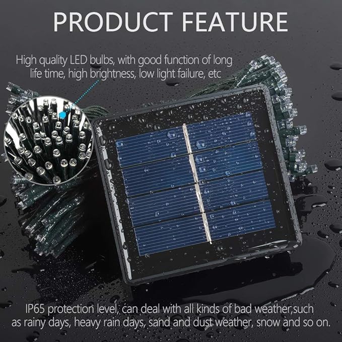 Solar Christmas Lights Outdoor, 72ft 200 LED 8 Mode Solar Powered String Lights Waterproof for Garden Patio Fence Holiday Party(Multicolor)