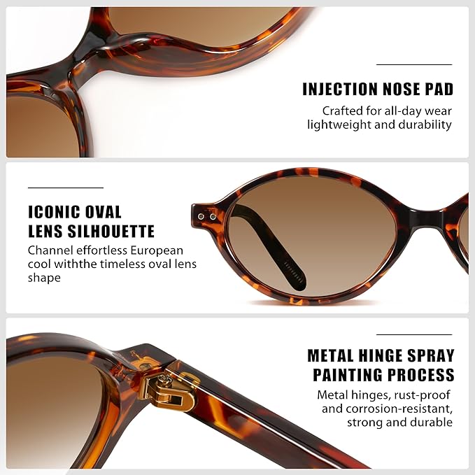 GRFISIA Retro Oval Sunglasses Womens Small Trendy Sun Glasses Sunnies UV400 Protection