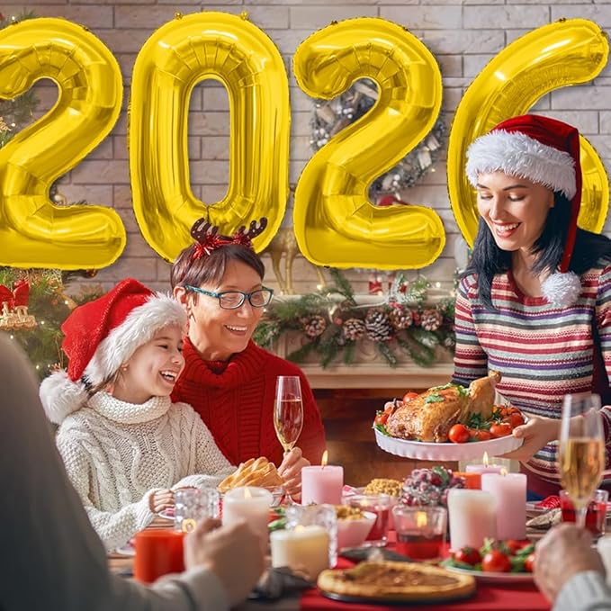 2026 Balloons, Number Balloons 2026 Balloon Numbers, 40 Inch Foil Number Balloon for New Year Eve Festival Christmas Birthday Wedding Anniversary Party Supplies, New Years Decorations Gold