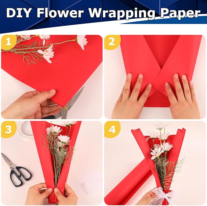 Vanhench 17.5"×963" Red Wrapping Paper Roll for Women Christmas, Solid Color Art Kraft Craft Paper for Wedding, Birthday, Mothers Day Gifts, Bouquet Flower Poster Bulletin Board