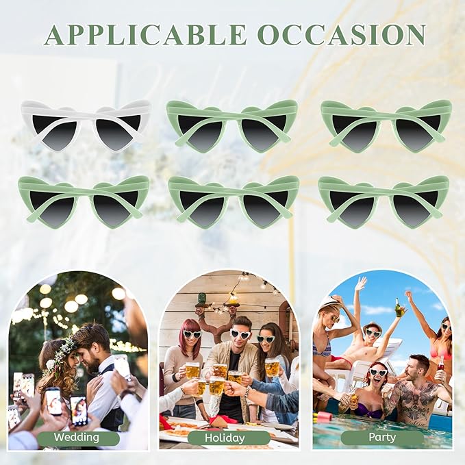 4/6/8/10/12 Pack Bachelorette Sunglasses Heart Sunglasses Vintage Heart Shaped Glasses for Women Bridal Party Wedding