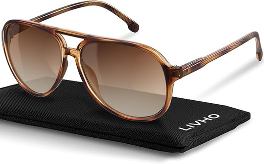 livho Trendy Polarized Aviator Sunglasses Women Men, Retro Sun Glasses for Women Men 2025, Oversized UV Protection Shades
