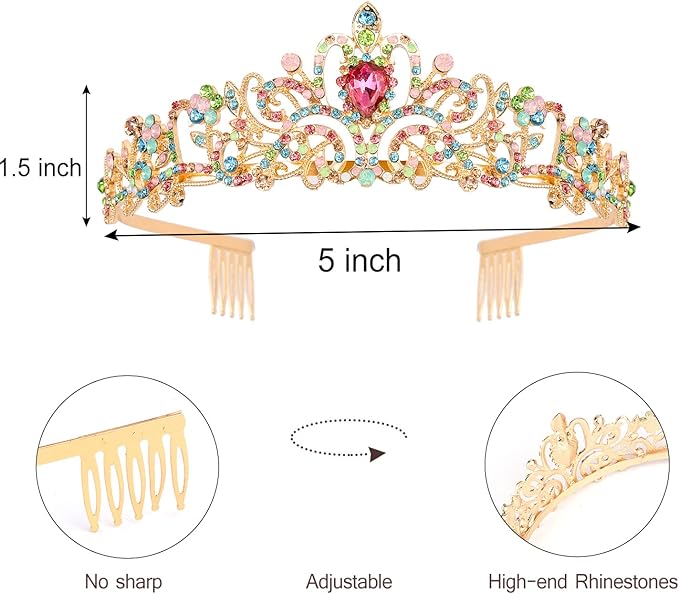 VELSCRUN Birthday Tiara & Crown Set - Princess Sash, Happy Birthday Girl Tiara, Party Decorations & Gifts