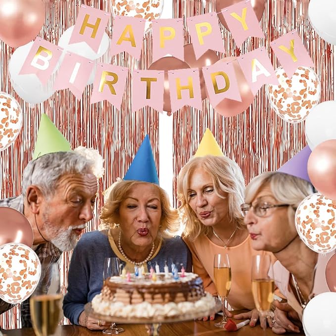 80th Birthday Decorations for Women, Happy 80th Birthday Banner Cake Topper Balloons Sash and Crown, Rose Gold 80t'h Party Decorations for Girls