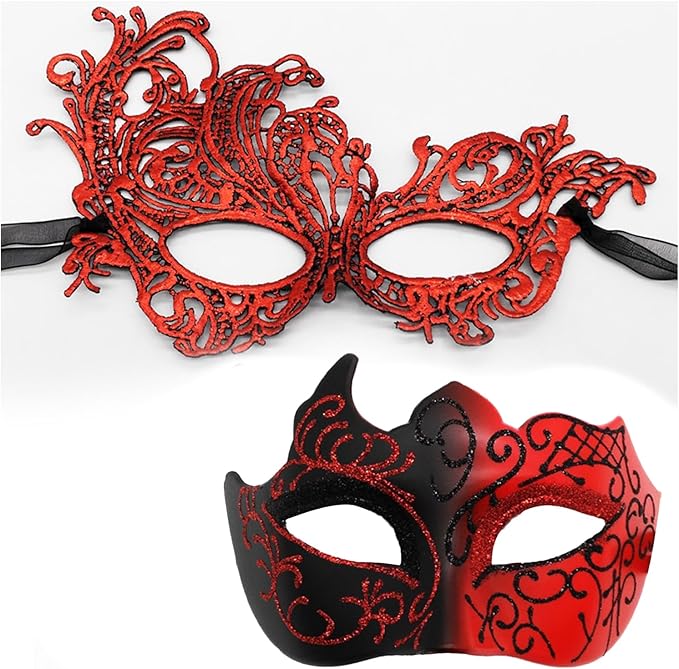 MYMENU Masquerade Mask for Women Couple Mardi Gras Mask for Men Venetian Halloween Mask for Party Prom Ball