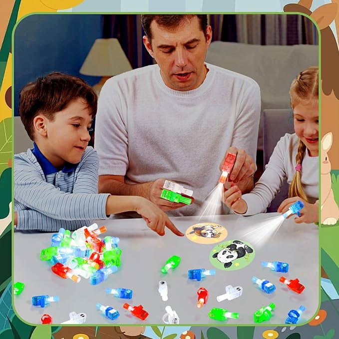 24 Pack Animal Light Up Finger Lights Party Favors for Kids, Treasure Box Goodie Bags Christmas Stocking Stuffers, Glow in The Dark Toys Bulk Classroom Prizes Party Supplies Birthday Gift