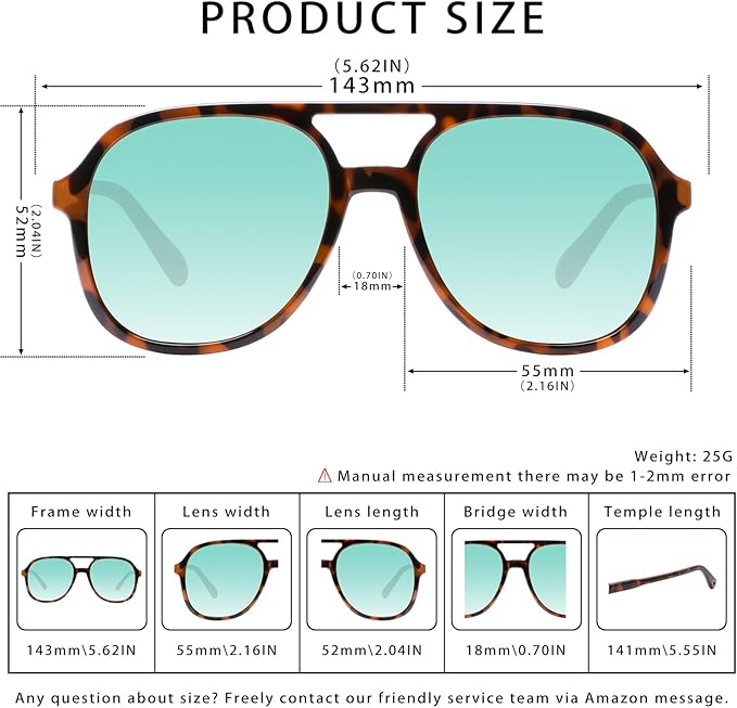 YDAOWKN Retro Square Aviator Sunglasses for Womens Mens Vintage 70s Double Bridge Sun Glasses