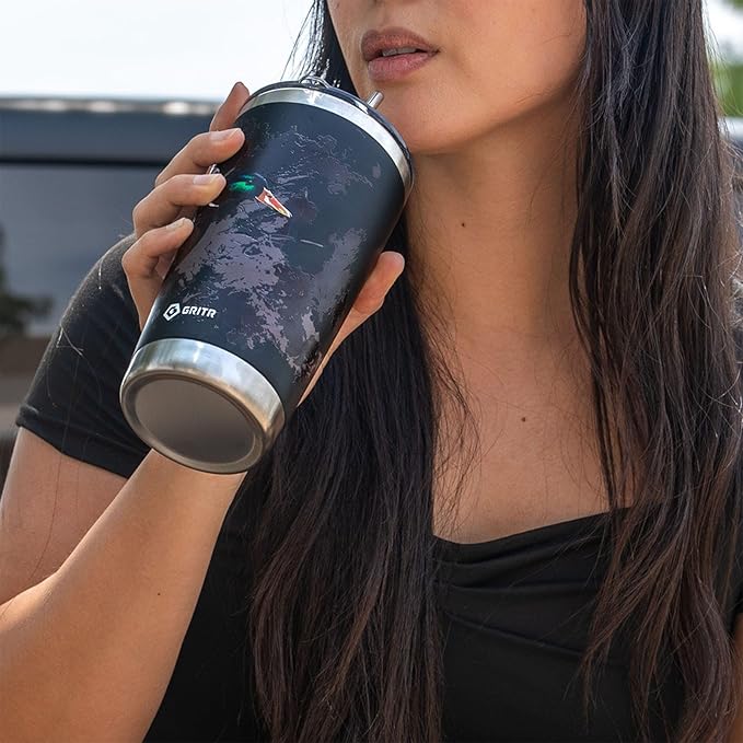 GRITR Stainless Steel Tumbler – 20oz/30oz, Insulated & Leakproof, Hot or Cold Drinks Anywhere, Travel Tumbler with Straw and Lids for Coffee, Water & Smoothies
