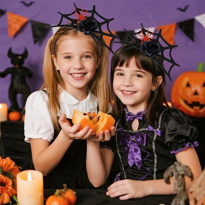 Halloween Headbands, Red Spider Web Hairband Halloween Accessories for Cosplay Woman Man (Spider Red)