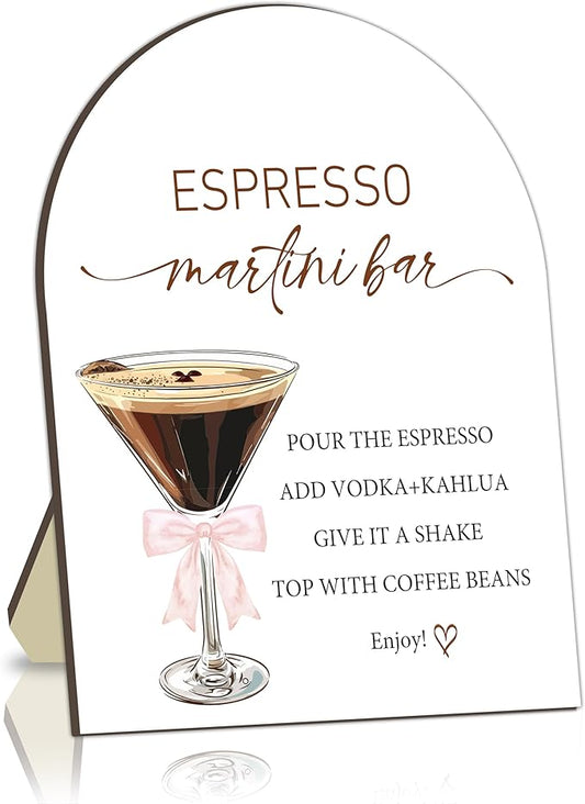 Espresso Bar Wooden Table Sign, Martini Bar Sign for Baby Shower, Bride Shower Table Signs, Coffee Station Welcome Board, Coffee Board for Gender Reveal Party, Bridal Party Drink Decoration 8x10 In