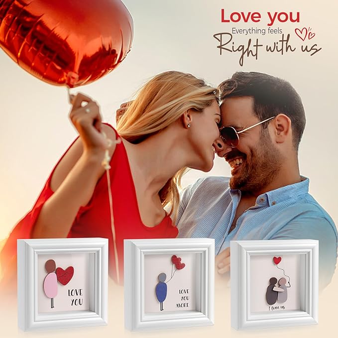 LukieJac Valentine's Day Gifts Shadow Box Frame - I Love You Gifts Decoration for Boyfriend, Him, Husband for Anniversary, Birthday, Christmas