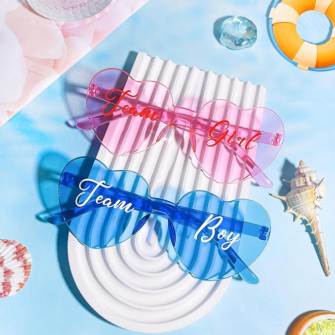 Pibupibu 24 Pcs Gender Reveal Glasses Blue Pink Sunglasses Bulk Team Girl or Boy for Gender Reveal Decor Glasses Party Favors