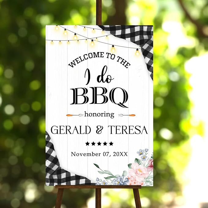 Personalized I Do BBQ Wedding Engagement Party Yard Sign, I Do BBQ Sign, We Do BBQ Welcome Sign, I Do Barbeque Sign, BBQ Wedding Decorations, Couples Shower BBQ Sign, BBQ Décor