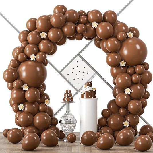 90pack Brown Balloons Different Size 18/12/10/5 Inch Brown Balloon Garland Arch Kit for Graduation, Wedding, Birthday, Princess Theme Party, Valentine's Day Party Decorations