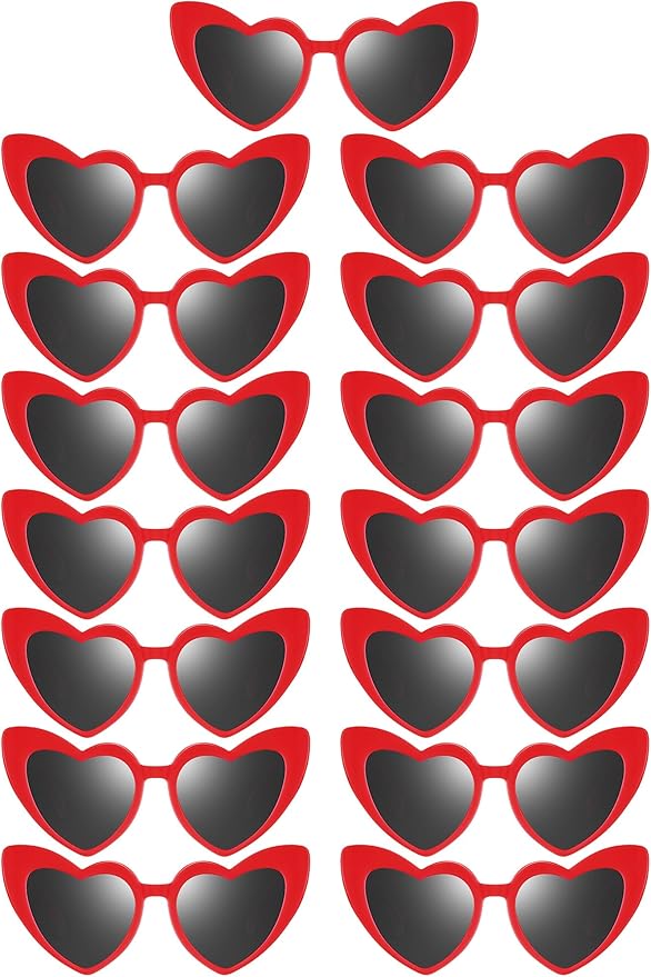 Flutesan 15 Pairs Heart Shaped Sunglasses Vintage Cat Eye Sunglasses for Bachelorette Party Supplies