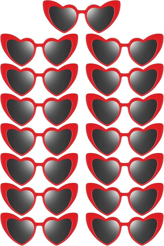 Flutesan 15 Pairs Heart Shaped Sunglasses Vintage Cat Eye Sunglasses for Bachelorette Party Supplies