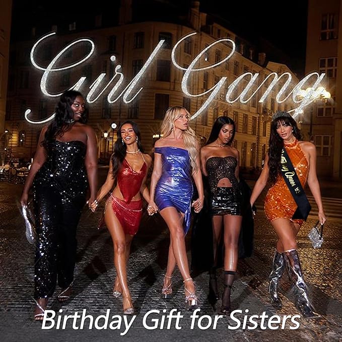 VELSCRUN Birthday Queen Tiara Crowns for Women Girls Black Crystal Birthday Queen Headband Sash Elegant Princess Crown Happy Birth Party Decorations Mom Sisters Birth Gift Hair Accessories