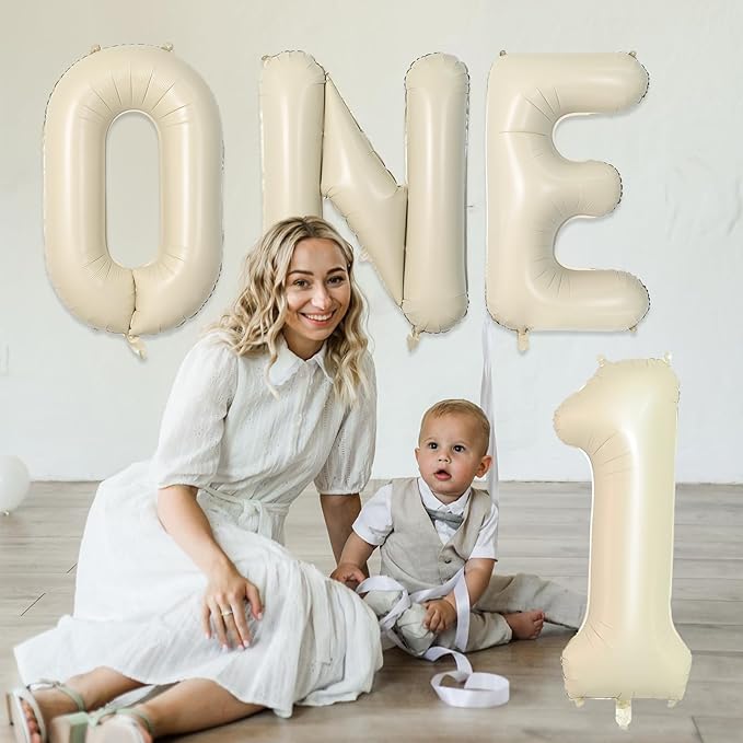 Biapian 40 Inch Giant Cream Foil Balloons - Big Single Alphabet A-Z, Beige Large Aluminum Balloons for Birthday, Baby Shower, Wedding, Anniversary Party Decoration