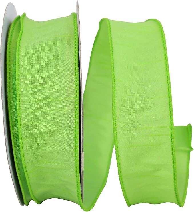 Reliant Ribbon 92975W-204-09H Dupioni Supreme Wired Edge Ribbon, 1-1/2 Inch X 20 Yards, Lime