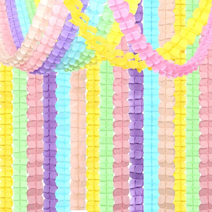 Pastel Rainbow Party-Decorations Streamers Garland - 12pcs 4-Leaf Clover Paper Streamer Baby Shower Wedding Banners Boy Girl kids Birthday Birthday Supplies Decor Ouruola