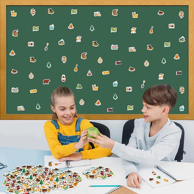 300Pcs Travel Camping Foam Stickers, Self-Adhesive Camping Stickers Outdoor Adventure Themed Sticker Decorations for DIY Arts Crafts Scrapbooks Party Favors School Activity Reward
