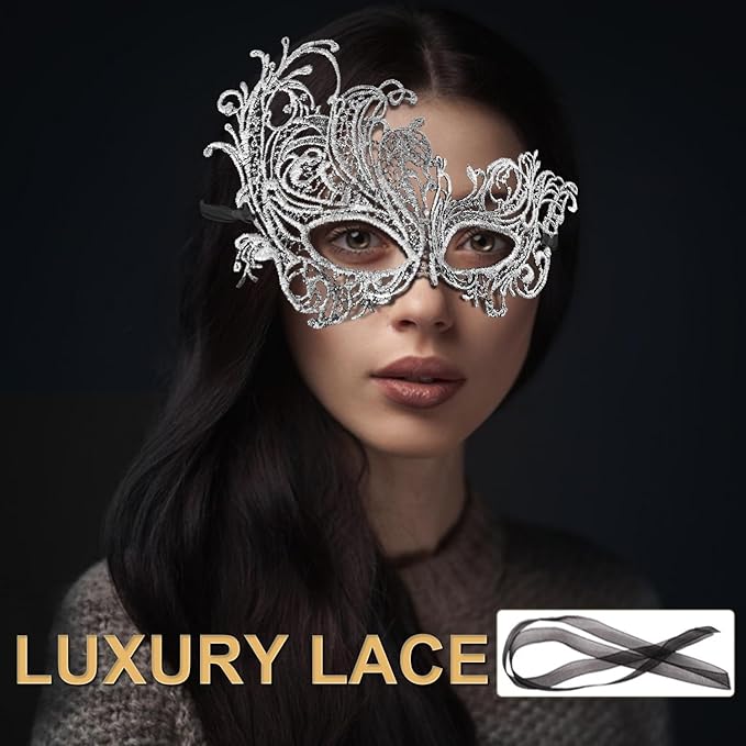 Couple Masquerade Mask for Women Men Venetian Mask Halloween Mask for Party Prom Ball Costume Lace Mask