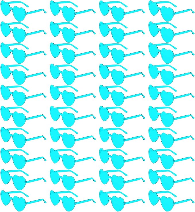 40 Pairs Heart Shaped Sunglasses Bulk, Colorful Rimless Fun Heart Sunglasses for Women Party Favors