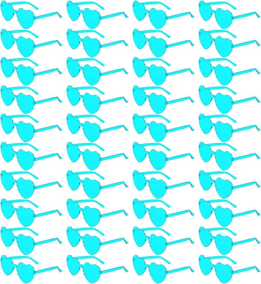 40 Pairs Heart Shaped Sunglasses Bulk, Colorful Rimless Fun Heart Sunglasses for Women Party Favors