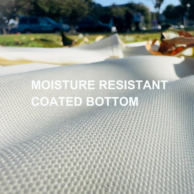 4'9" x 6'3" White Lightweight Water-Resistant Canvas Mat – Picnic, Outdoor, Beach, Park, Camping, Toy Mat
