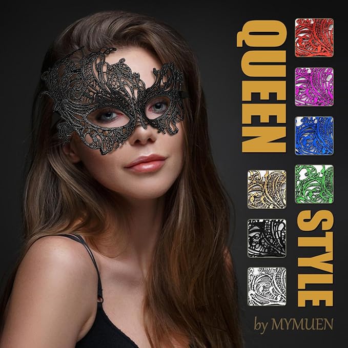 MYMENU Masquerade Mask for Women Couple Mardi Gras Mask for Men Venetian Halloween Mask for Party Prom Ball