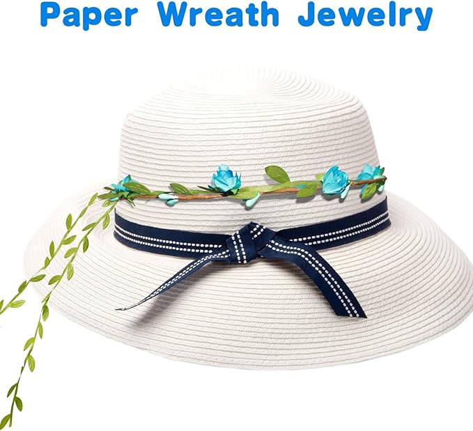 30 Pcs Assorted Colored Flower Crown Bohemian Floral Garland Headbands Multicolor Headband Garland Wreath Green Leaves Decor for Women Wedding Birthday Fairy Party Favor Supplies