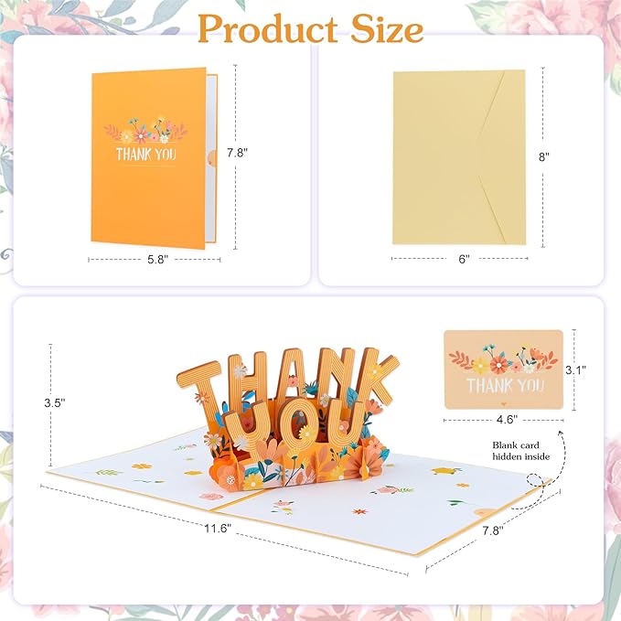 Pop Up Thank You Card - 3D Thank You Pop Up Card with Envelope Appreciation Gift for Parents Family Friends Colleague Teacher Doctor Nurse