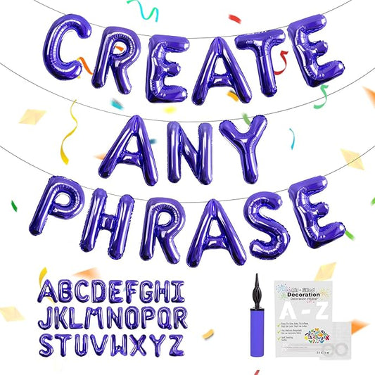 Foil Purple Letter Balloons 2 Sets of A-Z, Mylar Aluminum Hanging Alphabet for Romantic Wedding Birthday Anniversary Graduation Party Decorations