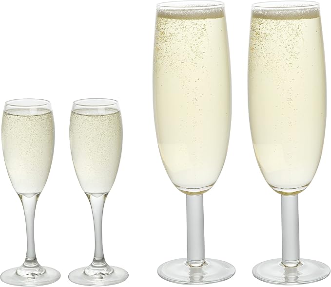 Oversized XL Giant 25oz Champagne Flute (4 pk) - Holds a Full Bottle of Champ - Made of Hand-Blown Glass NOT Plastic - Jumbo Glassware Fun for Thanksgiving, Bachelorettes, Birthdays- Holiday Xmas Gift