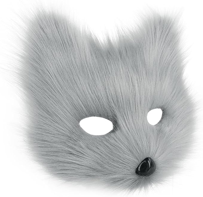 Animal Fox Wolf Mask Halloween Party Cosplay Costumes Props Plush Cat Half Face Masks Carnival Christmas Masquerade