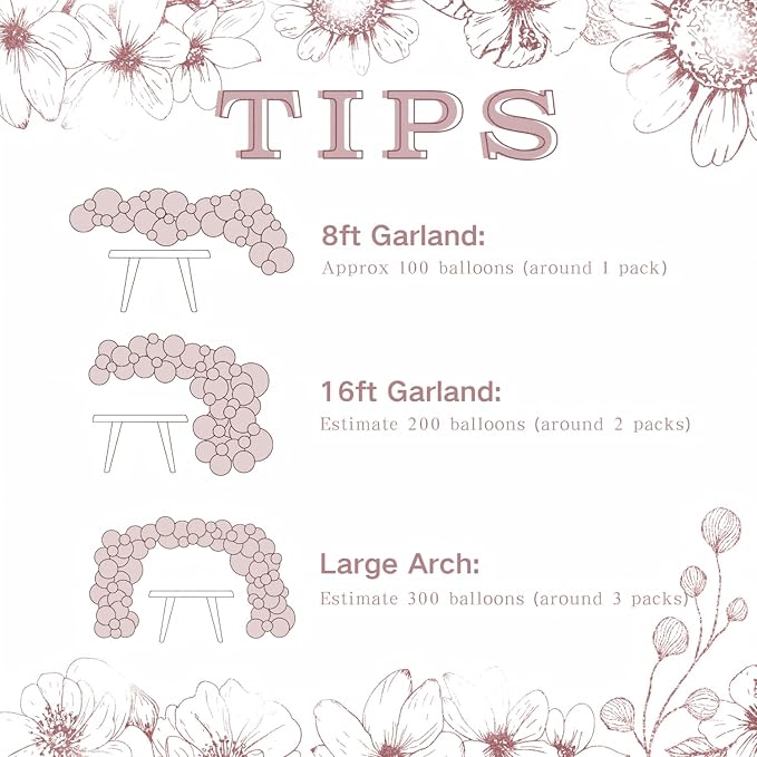 Dusty Pink Blush Balloon Arch Kit 108Pcs Double Stuffed Pearl pink White Balloons Pink Rose Blush Clear Balloons for Baby Shower Bridal Shower Wedding Birthday Party Decorations