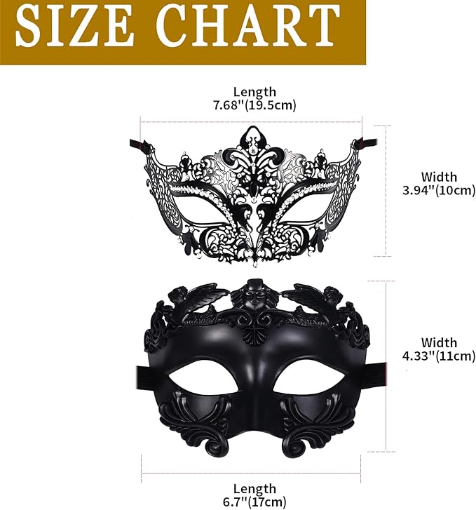 OIDEA Masquerade Mask for Couple - Roman Greek Venetian Mask Halloween Prom Party Costume Ball Mardi Gras Mask for Women Men