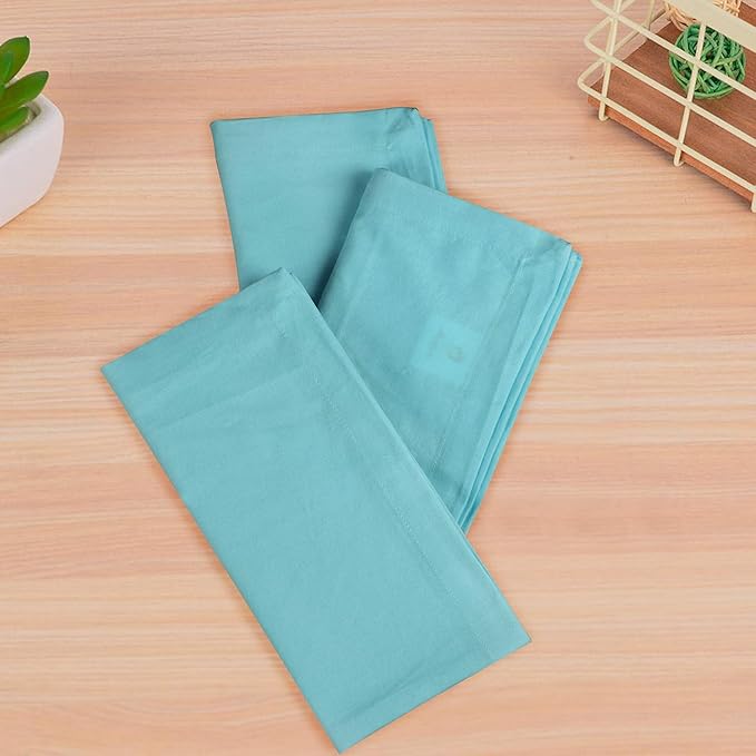 Dinner Cloth Napkins Set of 12, Premium Soft Cotton 20x20 Inches, Highly Absorbent, Hotel Quality Reusable & Washable Dinner Napkins with Mitered Corner Napkins for Home & Weddings - Sky Blue