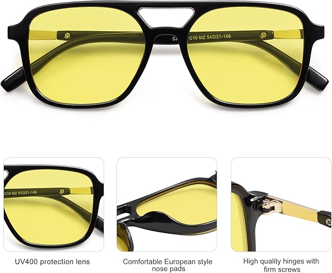 SOJOS Retro Aviator Sunglasses for Women Men,Trendy Rectangle Womens Mens Shades Sun Glasses SJ2202