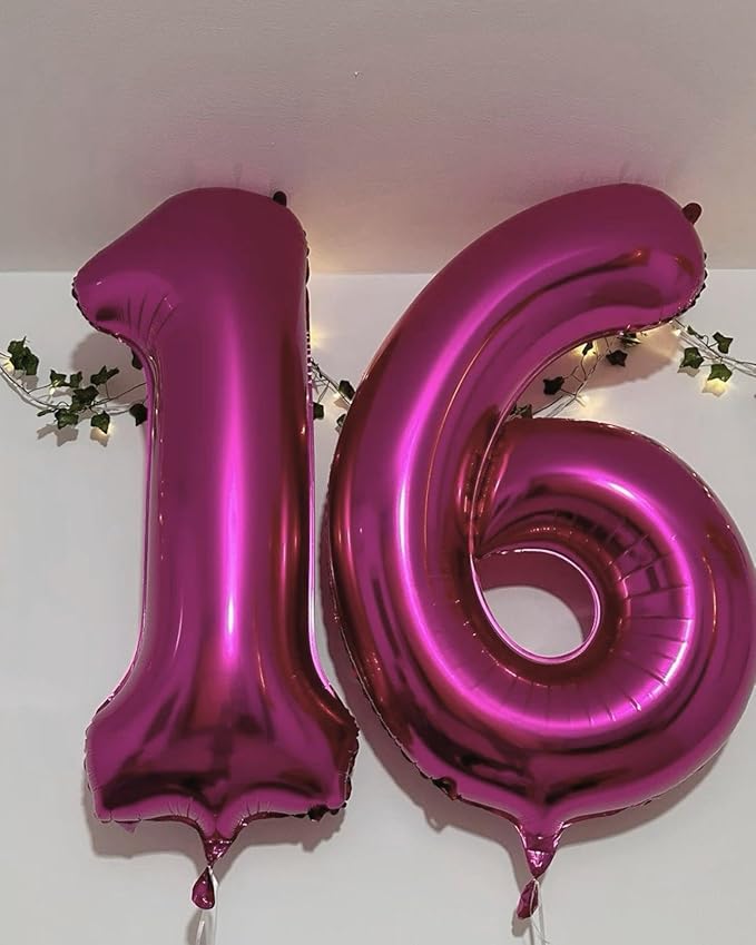 40 Inch Rosy Purple Mylar Foil Number 6 Birthday Balloon, Digital Balloons for 6 16 Boy Girl Party Decorations Supplies, Rosy Purple Big Helium Balloon Numbers for 26 36 46 60 Men Women Anniversary
