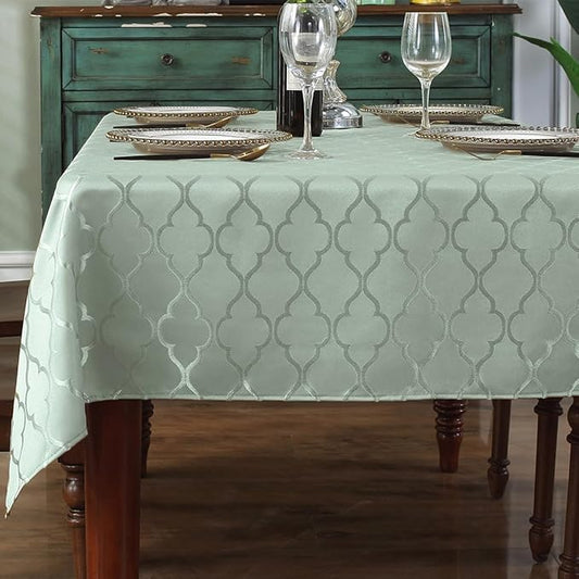 SASTYBALE Jacquard Sage Green Tablecloth, Flower Patterns Table Cloth Spill Proof Wrinkle Resistant Table Cover for Kitchen Dining Tabletop Decoration (Rectangle, 60" x 120" (10-12 Seats))