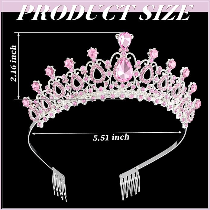 12 Pcs Crystal Tiara and Princess Crown with Comb Crown Rhinestone Women Girls Tiara Headpiece Queen Hair Accessories for Birthday Party Wedding Prom Halloween Cosplay Costume