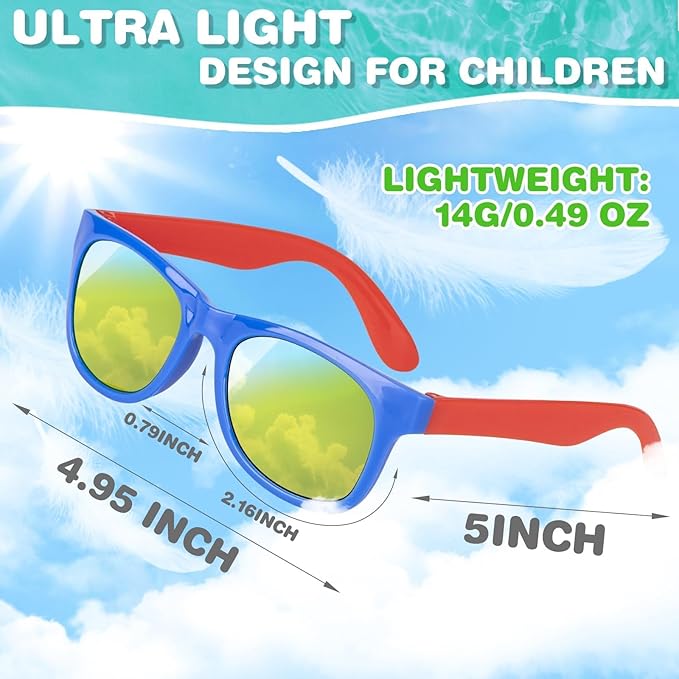 48 Pack Kid Sunglasses Bulk for Luau Party Favors, 16 Colors Neon Sunglasses with UV400 Protection, Gift for Classroom, School Prizes Goody Bag Stuffer, Kid Birthday, Beach, Summer Pool Party Supplies