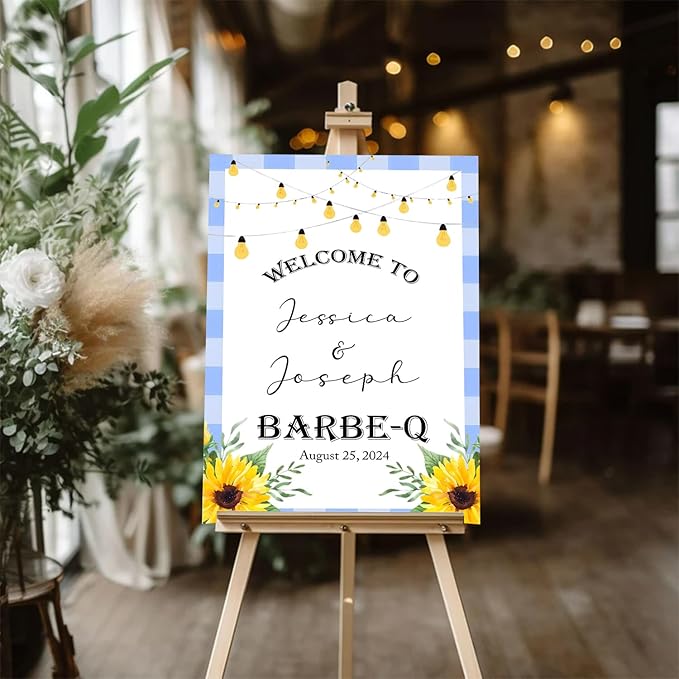 Personalized I Do BBQ Welcome Sign, I Do BBQ Welcome Sign, Bbq Engagement Sign, Blue Gingham Bbq Couples Shower, BBQ Engagement Party Sign, I Do BBQ Sign, I Do BBQ Decorations