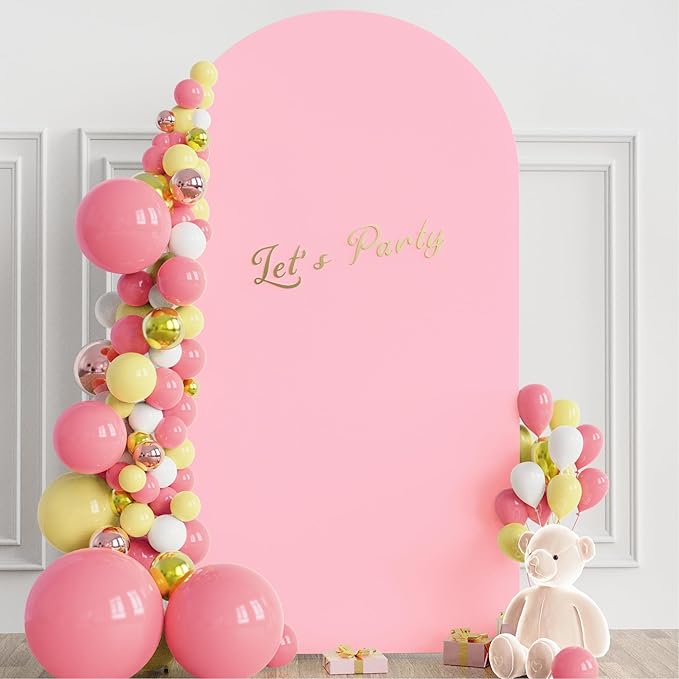 Wokceer 7.2 FT Wedding Arch Backdrop Stand and Arch Cover Metal Arch Stand with Arch Stand Cover for Birthday Party Wedding Ceremony Bridal Baby Shower Event Decor