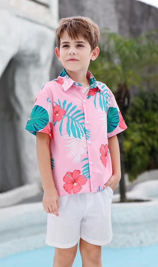 Cromoncent Matching Hawaiian Outfits for Family, Dad and Son Matching Luau Beach Tropical Shirts Mommy Daughter Tropical Sets