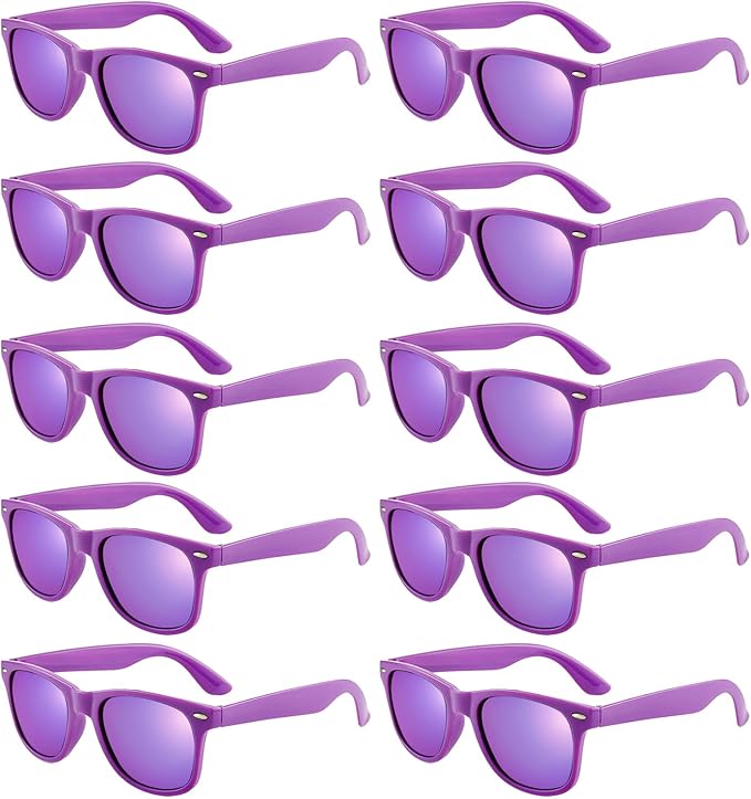 Pibupibu 10/20 Pack Neon Sunglasses for Women Men Bulk, Wholesale 80s Retro Colorful Mirrored Party Glasses Adult Unisex