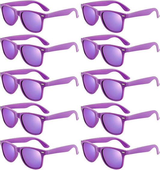 Pibupibu 10/20 Pack Neon Sunglasses for Women Men Bulk, Wholesale 80s Retro Colorful Mirrored Party Glasses Adult Unisex