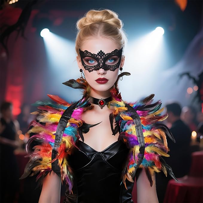 Gothic Natural Feather Shrug Feather Shawl Wrap Cape Victorian Collar for Halloween Cosplay Party Costume Accessories